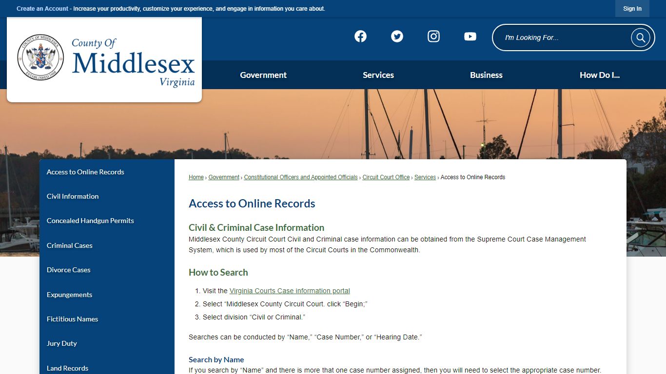 Access to Online Records | Middlesex County, VA